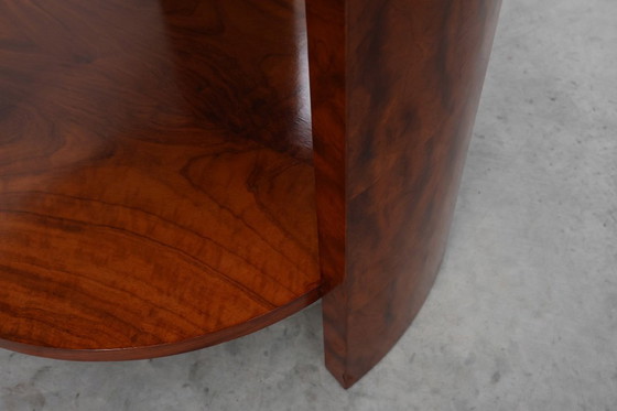 Image 1 of Round Art Deco coffee table in burl veneer, France ca. 1920