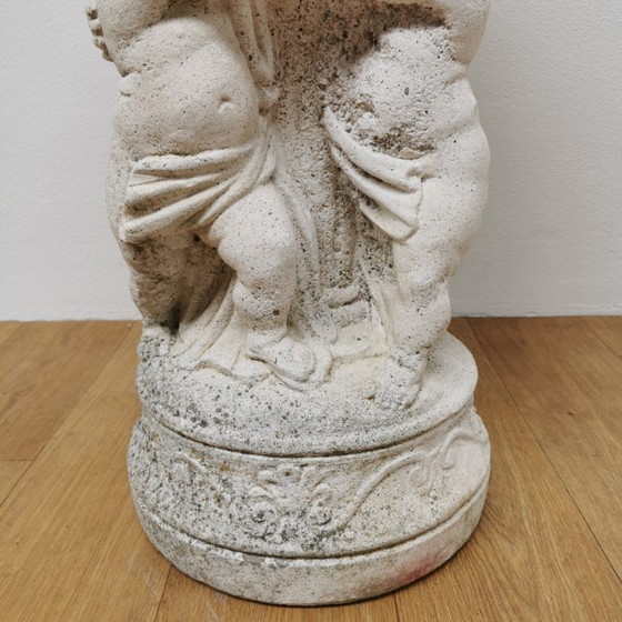 Image 1 of Caja de flores de jarrón de jardín de piedra antigua, jardinera de hormigón