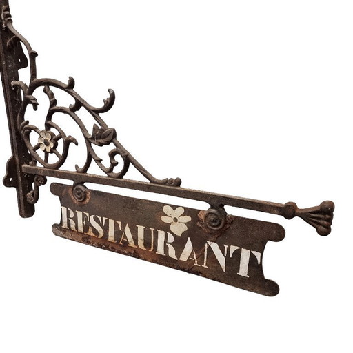 Old cast iron restaurant sign, early 1900s
