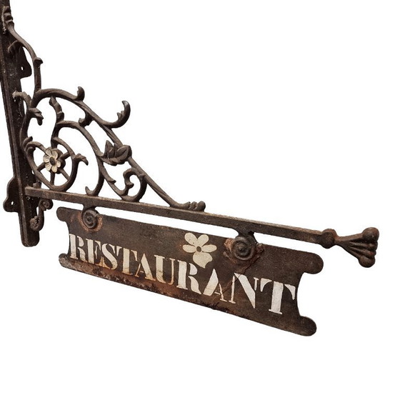 Image 1 of Old cast iron restaurant sign, early 1900s