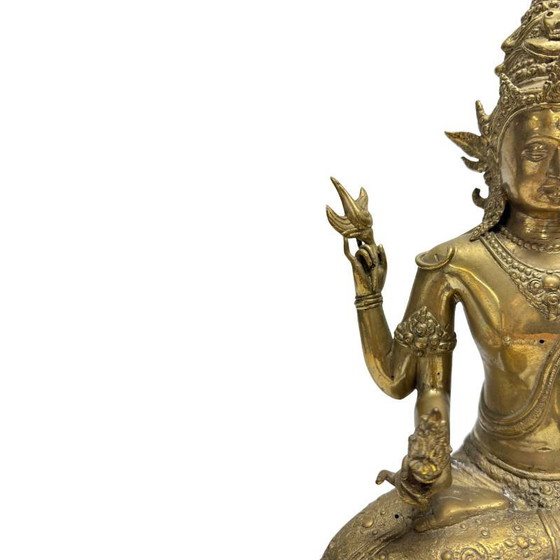 Avalokiteshvara – Bodhisattva Vajrayana de cuatro brazos en bronce dorado al fuego (Nepal, Newar) – lote 444 (photo 10 of 12)