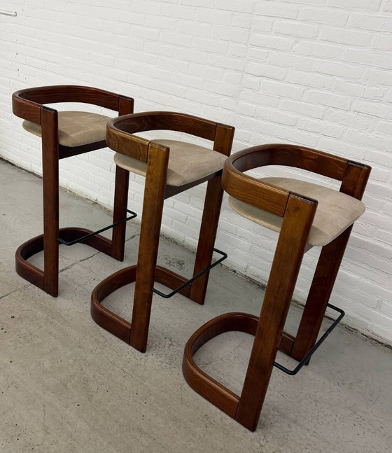 Image 1 of 3 sgabelli da bar vintage in stile Willy Rizzo