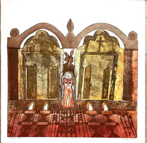 Image 1 of Bastet. Farbradierung von Margo Ellen