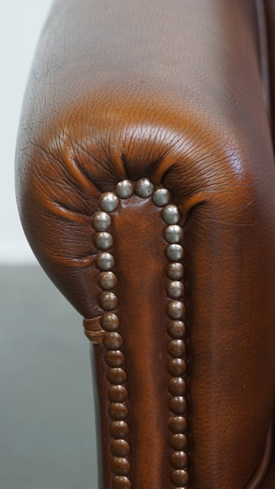 Image 1 of Sedia da club in pelle bovina marrone in stile inglese