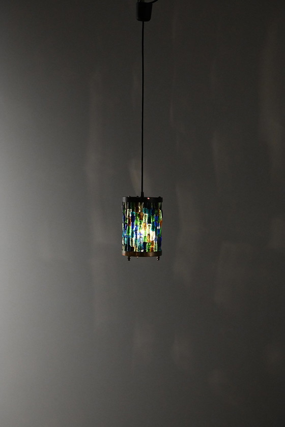 Image 1 of Lampada a sospensione vintage colorata