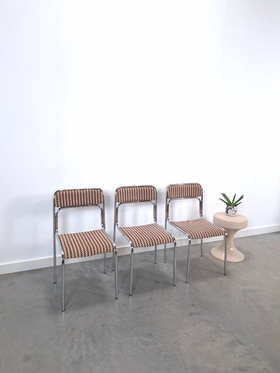 Set Space Age 3x Sedie da pranzo Bauhaus con struttura tubolare cromata – Chrome (photo 15 of 15)