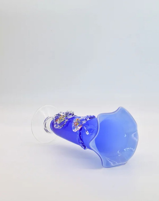 Image 1 of Vase Tivoli en verre d'art bleu de Murano – Fabriqué à la main en Italie
