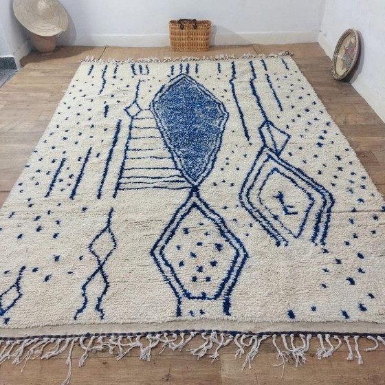 Image 1 of Wol Azilal vloerkleed blauw – handgeweven natuurlijke wol (295×207 cm)