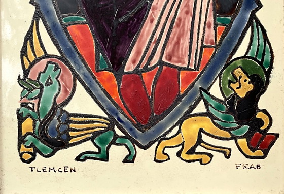 FRAB Tlemcen, Französische glasierte Keramik Religiöse Wanddekoration, Desvres, 1950er Jahre, FRAB DESVRES (Foto 5 von 9)