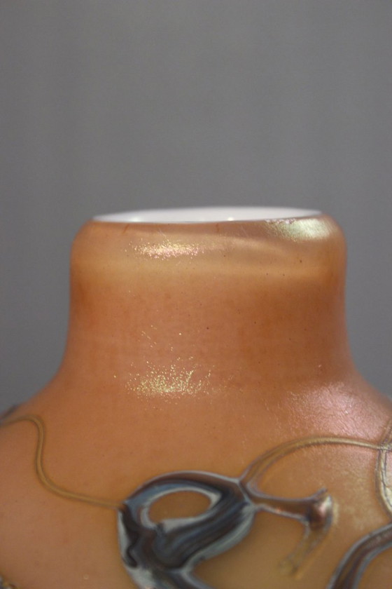 Image 1 of Pascal Guyot & Bernard Aconito in Biot Vase, abstract iridescent decoration, France 1993