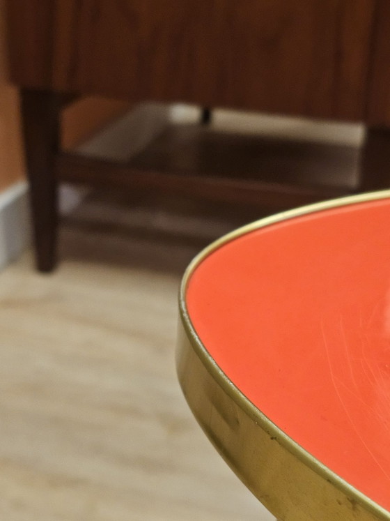 Vintage Plant Table Side Table Formica Red, Wood, Brown (photo 6 of 7)