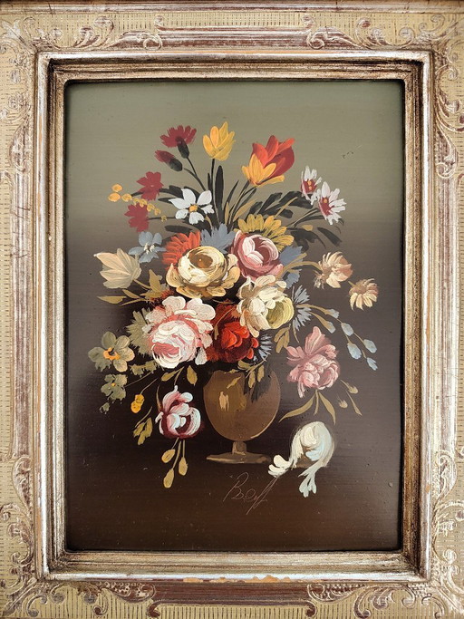 Oil paint on copper panel. Framed.