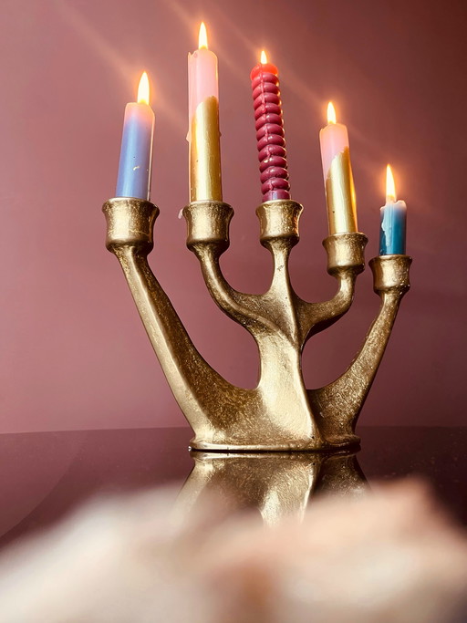 ¡Único! Candelabro de latón Van Gilde de mediados de siglo.