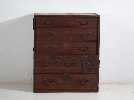 Antico cassettone giapponese da mercante (Choba-dansu) in legno Keyaki – Periodo Meiji-Taisho (c.1880–1920) (photo 28 of 40)