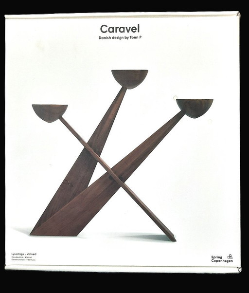 Spring Copenhagen walnut wood candlestick design by Tonn-P