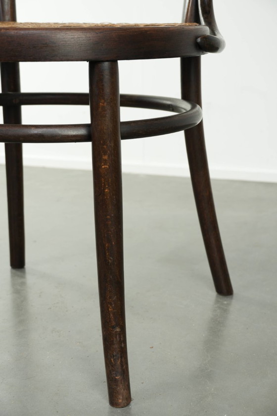 Image 1 of Chaise d'appoint/de salle à manger/de café Cosmos vintage originale en toile, avec un bois élégamment courbé dans le style Thone