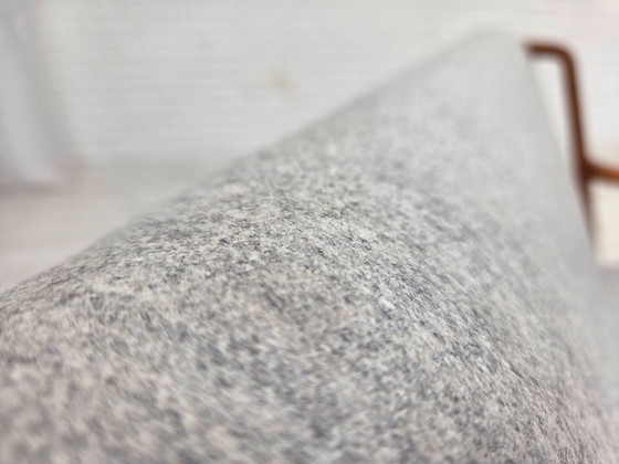 Image 1 of 1950s, Scandinavian 2-seater sofa, reupholstered, furniture wool, oak.