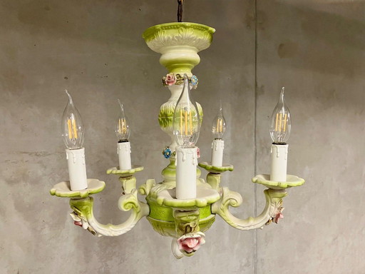 🇮🇹 Lámpara de araña de porcelana estilo Capodimonte