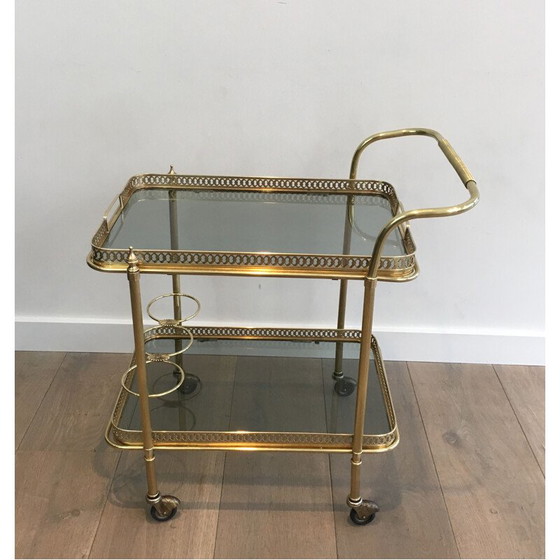 Image 1 of Vintage brass coffee table with neoclassical top, 1940