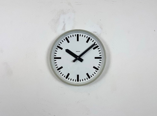Grey Industrial Factory Wall Clock from Siemens, 1970s