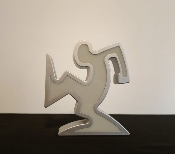 Image 1 of Keith Haring La Linea Lampada Osvaldo Cavandoli Argento (Nuovo in confezione originale)