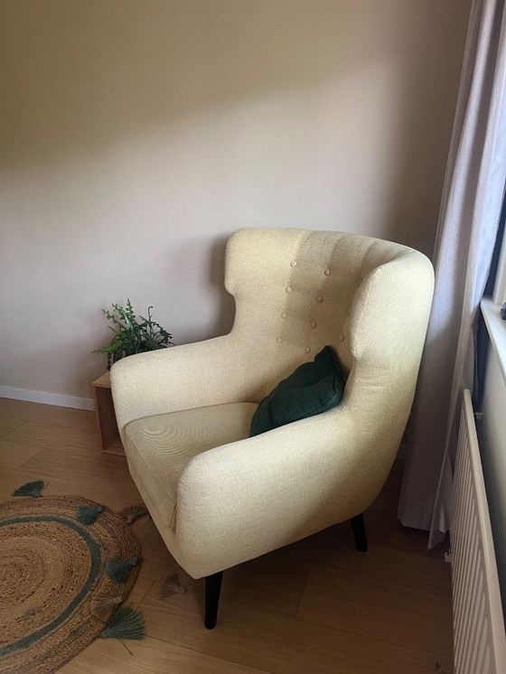 Image 1 of Made Kubrick fauteuil met gevleugelde rugleuning - okergeel