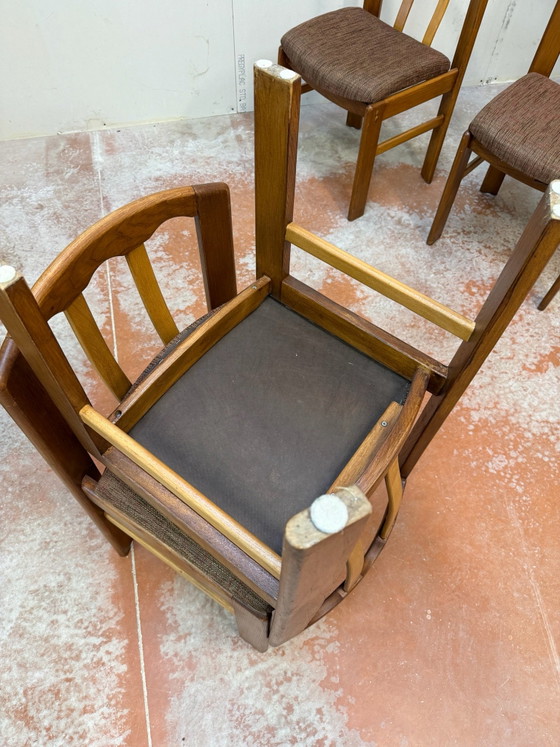 Set di 4 sedie di design scandinavo in olmo massiccio vintage degli anni '70, Sedie da pranzo, Legno, Marrone (foto 9 di 15)