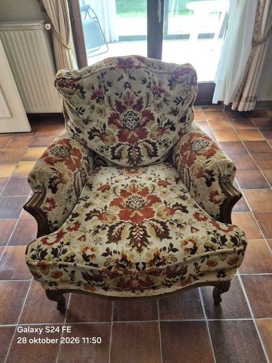 Jean Roche sièges 8 pièces, Fauteuils, Textile, Velours, Beige (photo 6 sur 7)