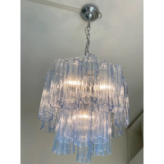 Image 1 of Lámpara de araña Tronchi estilo Murano azul cielo italiano
