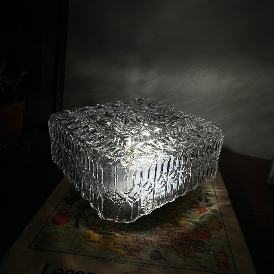 Vintage 1970s/80s Small Square Transparent Glass Wall/Ceiling Light, Wall lights (photo 8 of 9)