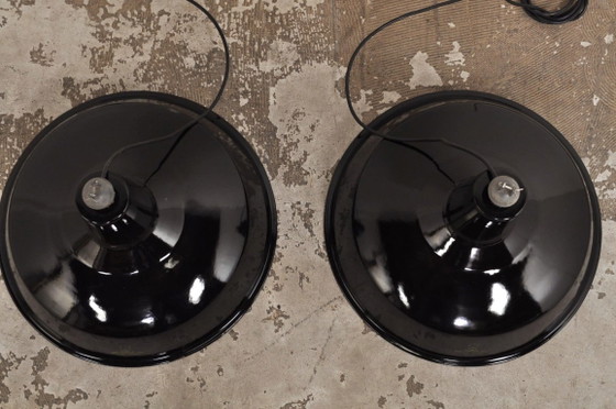 Ensemble de Lampes Industrielles Reluma, années 1940 – Suspensions, Metal (photo 8 of 10)