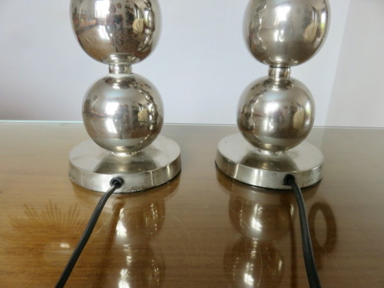 Image 1 of Pair of chrome-plated metal lamps, 1970