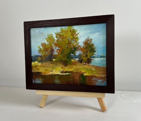 Image 1 of Origineel olieverfschilderij: Herfstboslandschap, herfstmelancholie