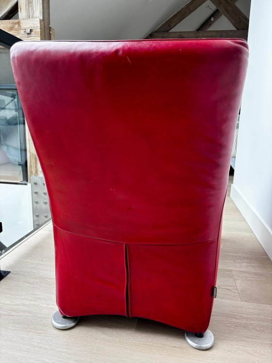 Image 1 of 2 montis leren loge stoelen. Zwart en rood. Mag ook apart verkocht