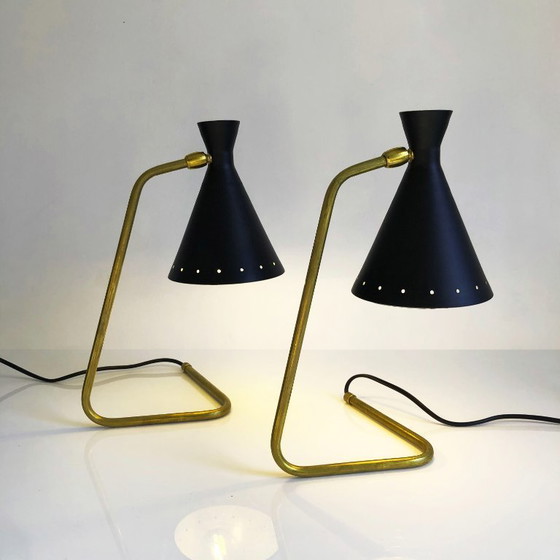 Image 1 of Een paar Cocotte-lampen, design uit de jaren 1950.