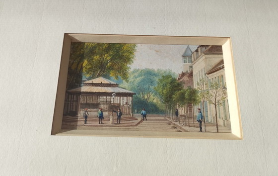 Image 1 of Miniature - Busy street with kiosk.