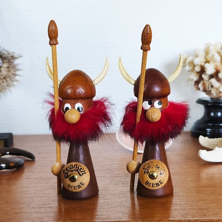 Teak Viking figurines by Sallingboe for Skansen, Denmark, 1960s