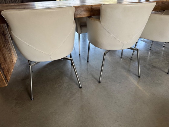 Image 1 of Fauteuils design vintage en cuir blanc, confort et qualité supérieurs, lot de 6.