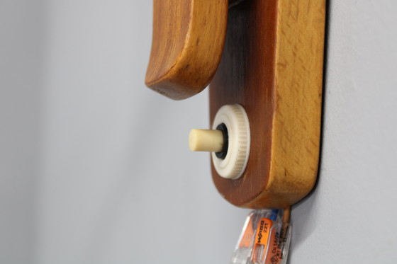 Image 1 of 1960s Wooden Wall Lamp with Glass Shade, Czechoslovakia