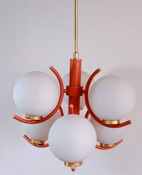 Image 1 of Lampe suspendue futuriste Spoutnik de l'ère spatiale, attribuée à Richard Essig