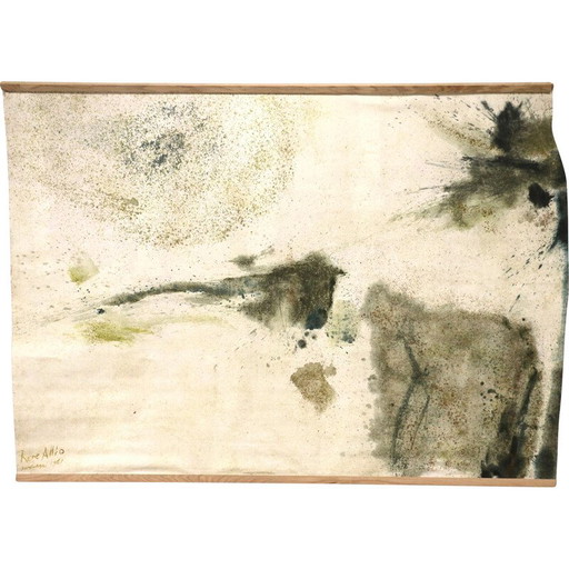 Huile sur toile vintage de René Allio, France 1961