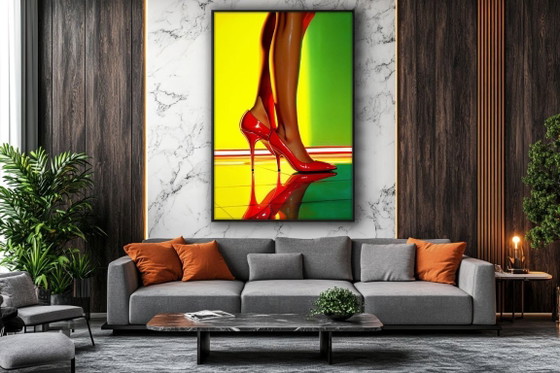 Léa Ottavi - Striking Red Elegance - Digital Artist Painting on Canvas – Paintings & Drawings (photo 9 of 15)