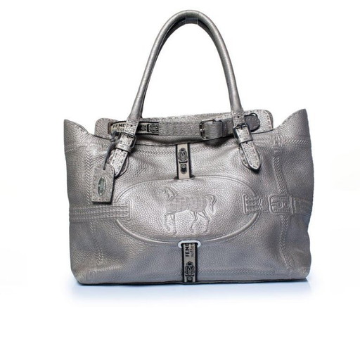 Fendi, silver selleria grand borhese leather handbag