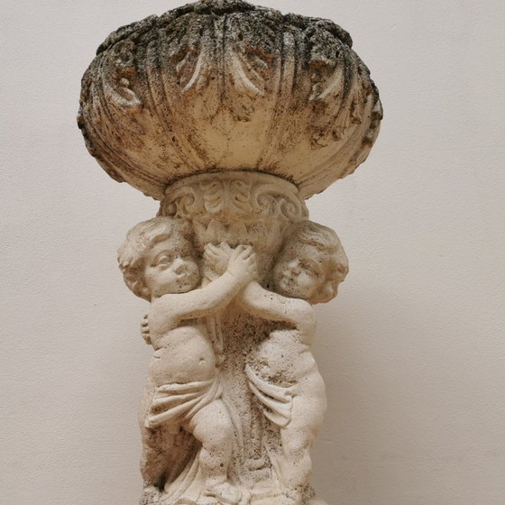 Image 1 of Caja de flores de jarrón de jardín de piedra antigua, jardinera de hormigón