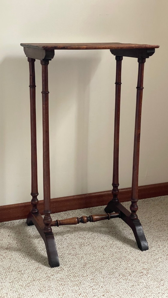 Image 1 of Antique Turned Wood Bedside Table