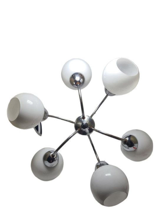 Art Deco Style Chandelier, Poland, 1960s – Glass, Metal (photo 12 of 12)