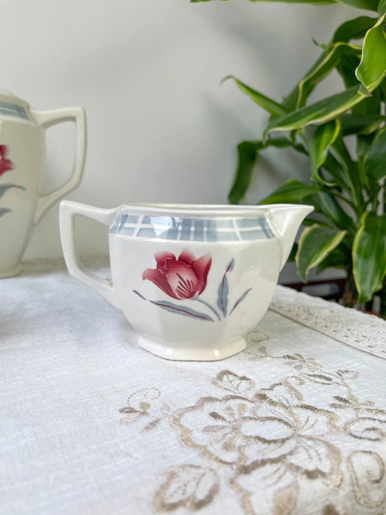 Servizio da tè vintage in maiolica floreale SARREGUEMINES, modello Troyes – Stoviglie (photo 5 of 10)