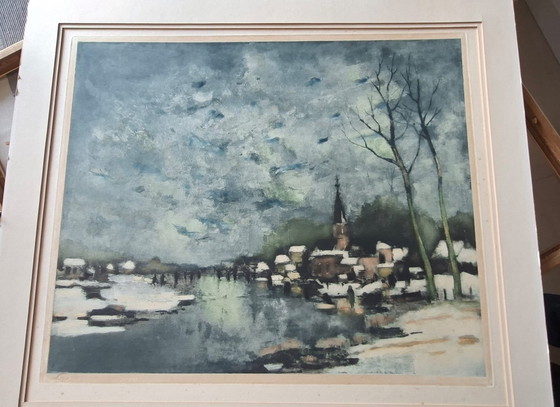 Image 1 of Albert Saverys Skater on the Leie Lithograph