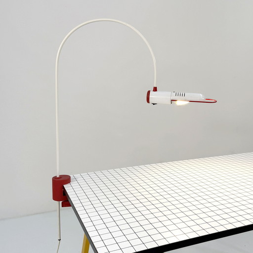 Lampe de bureau à arc rouge de Targetti Sankey, 1970