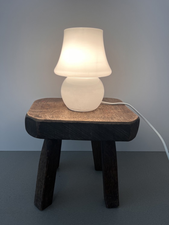 Vintage stijl opaline glazen paddenstoel tafellamp – Space Age silhouet – L. Dake & Zn, Tafellampen, Glass (photo 8 of 8)